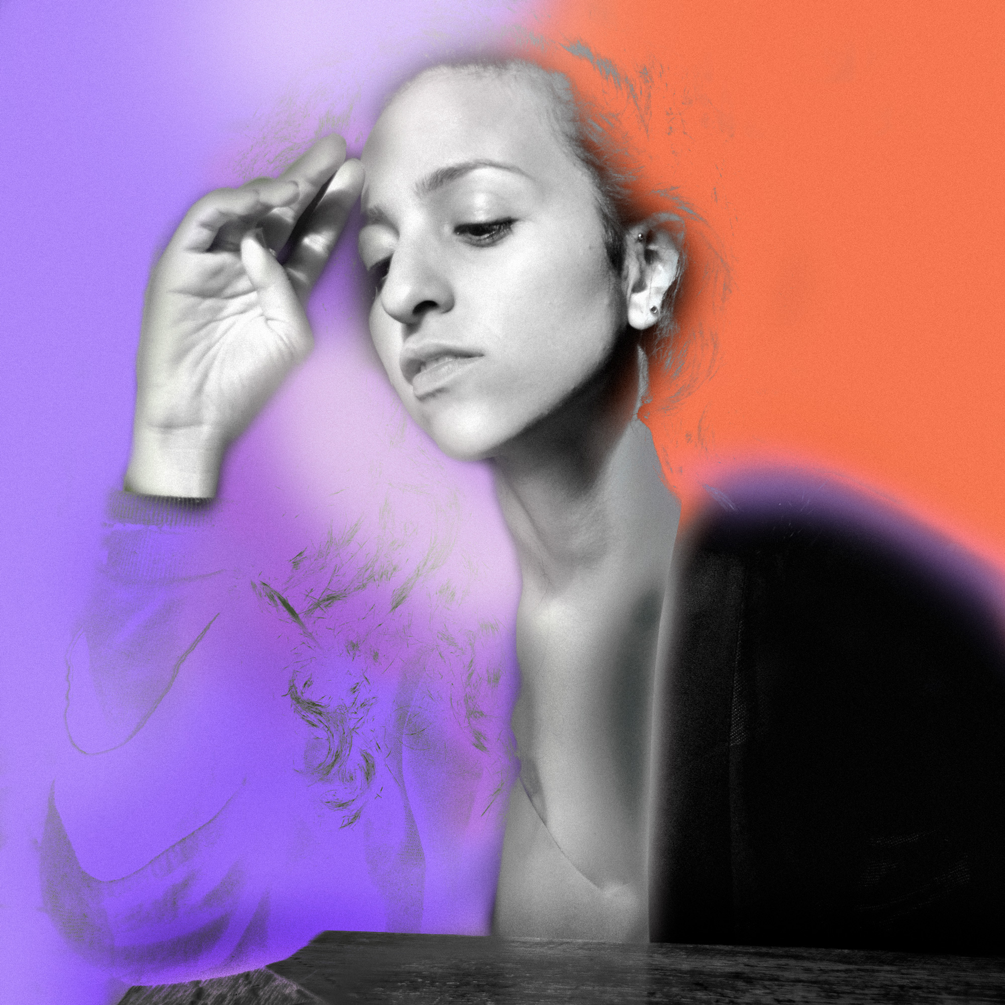 Risktakers Fellowship - The image depicts a greyed black-and-white photograph of Safaa Charafi, one of the Risktaker fellows, on a background that